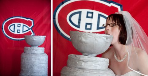 This is the wedding cake. No really. This is the amazingly huge Stanley Cup wedding cake.